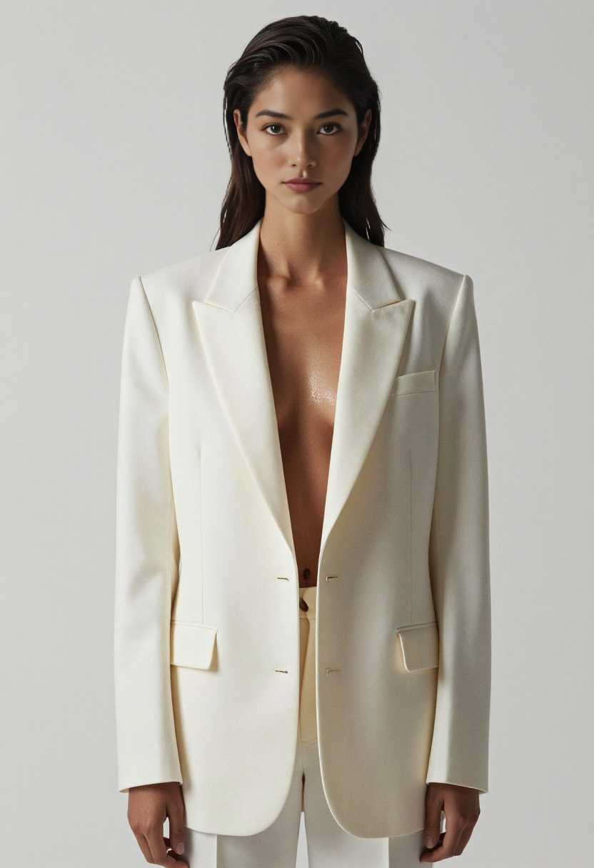 Off White Blazer And Matching Trousers