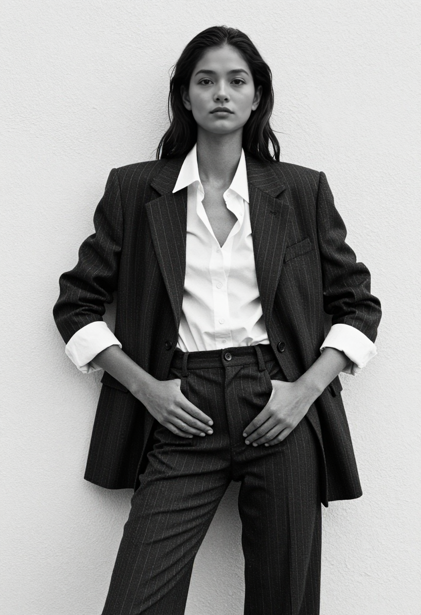 Black Pinstripe Suit And White Shirt