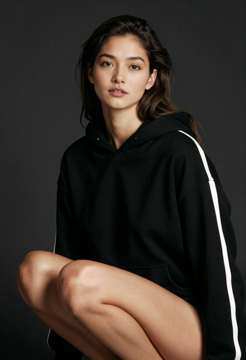 hv-valentina-clean lines-Black Hoodie With White Stripes