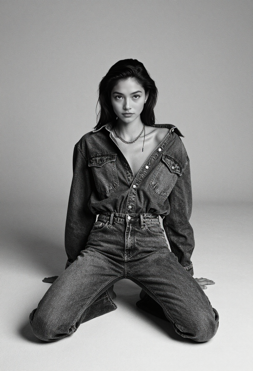 hv-valentina-clean lines-Dark Denim Button Up Shirt And Matching Jeans