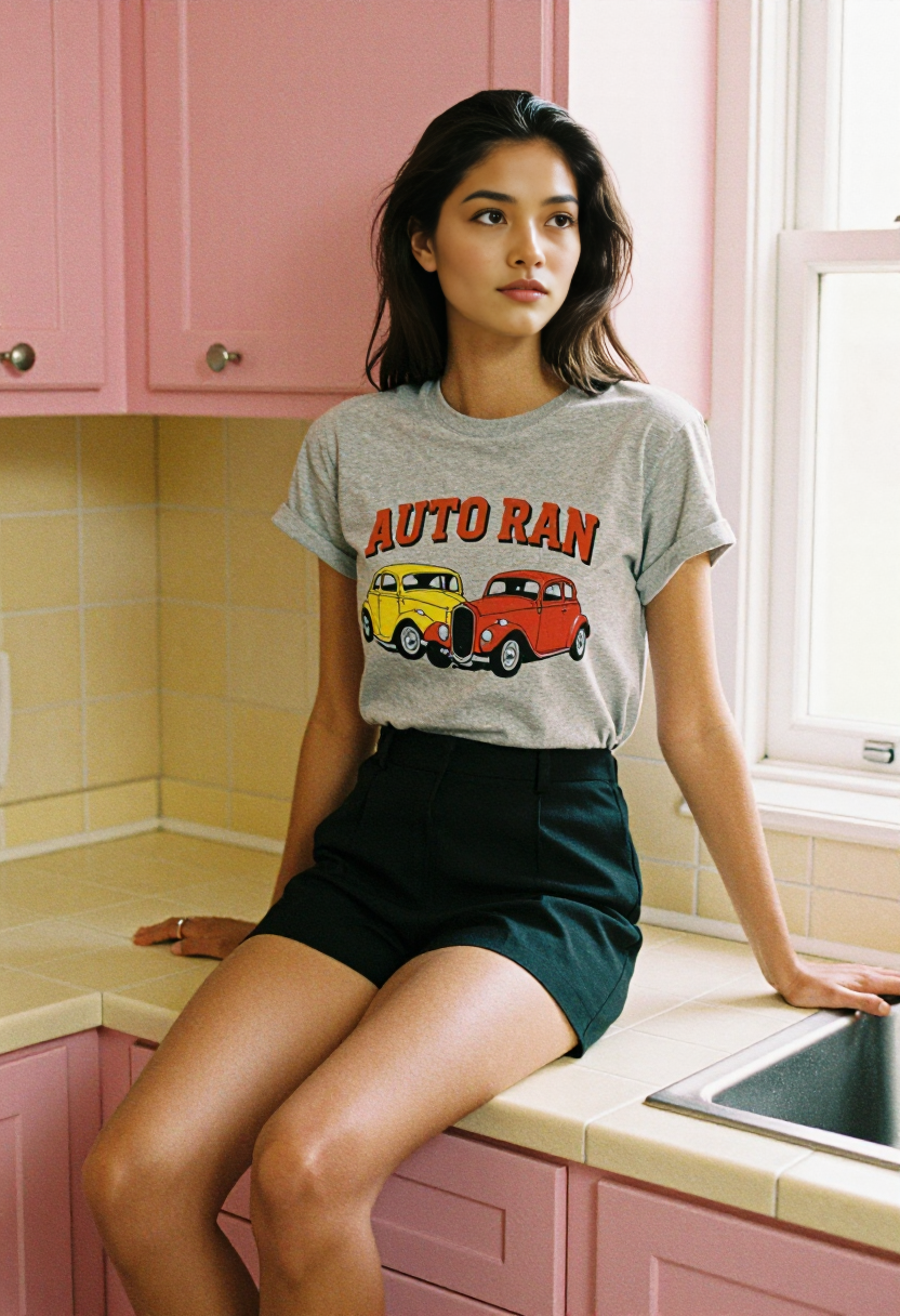 hv-valentina-homebody edit-Grey Graphic Tee And Black Shorts