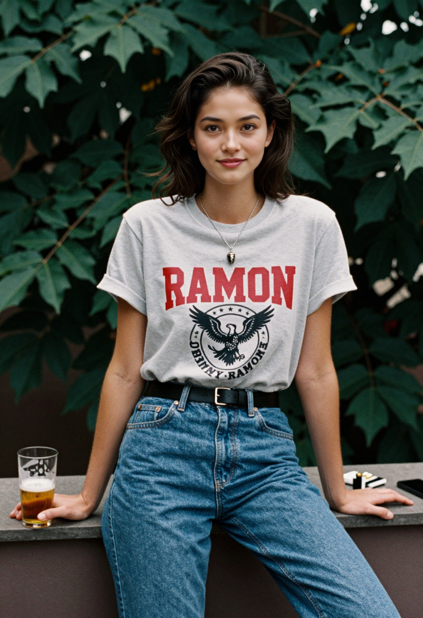Grey Graphic Tee And Blue Jeans