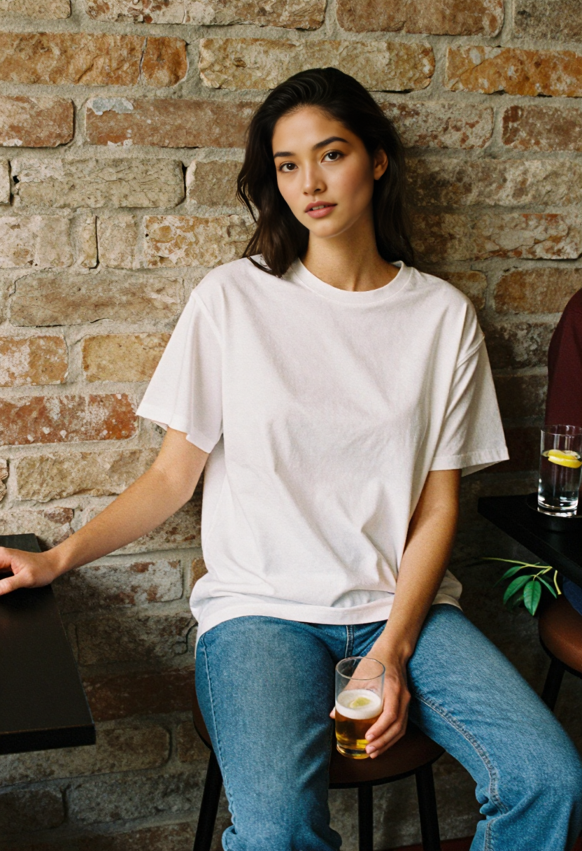 White Oversized Tee And Blue Jeans